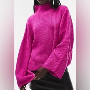 Topshop Magenta Mock Neck Sweater size Medium 8/10